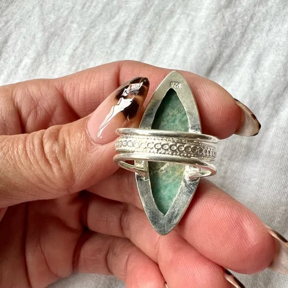 925 Marquis Peacekeeper Amazonite Ring 8.25